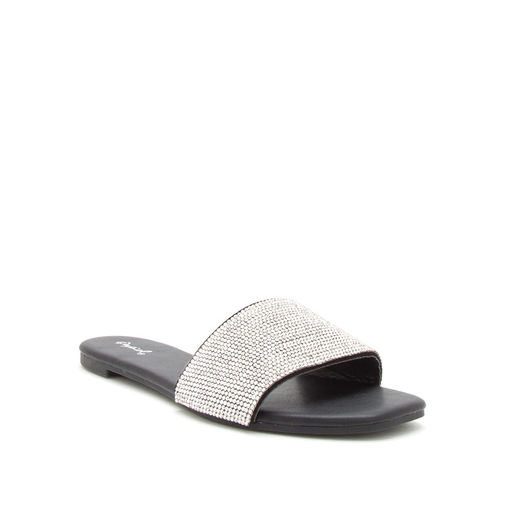 BLACK RHINESTONE SANDALS